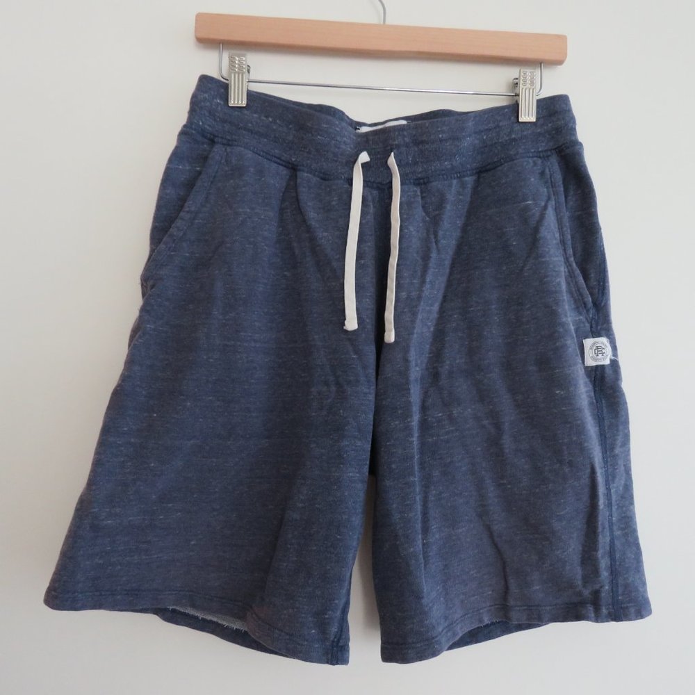 REIGNING CHAMP Heathered Blue Midweight Terry Sweat Short - Size M - Picture 2 of 13
